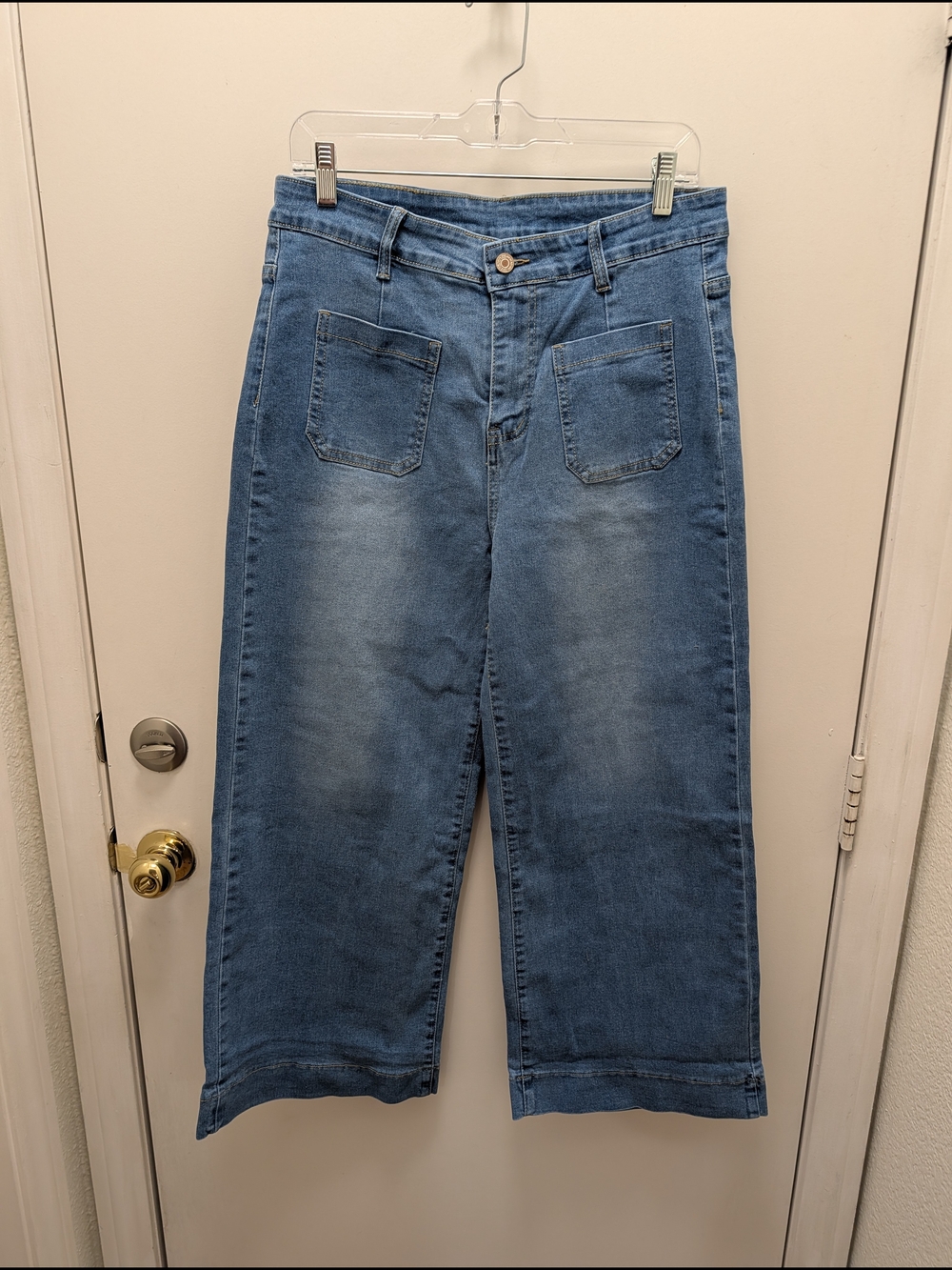 Allimy Wide-Leg Cropped Women's Jeans - Blue Size 16